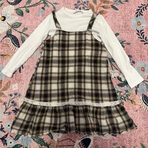 Zara Kids Plaid Dress with White Top